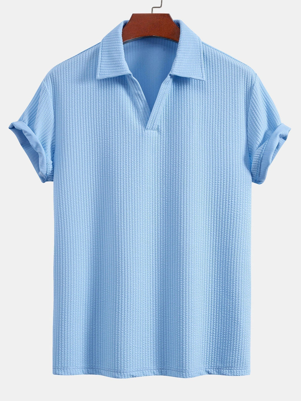 Men's Textured V-Neck Polo & Trousers Set – view 6
