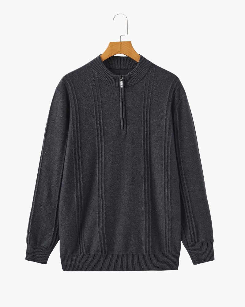 Men's 100% Cashmere Ribbed Half-Zip Jumper – view 3