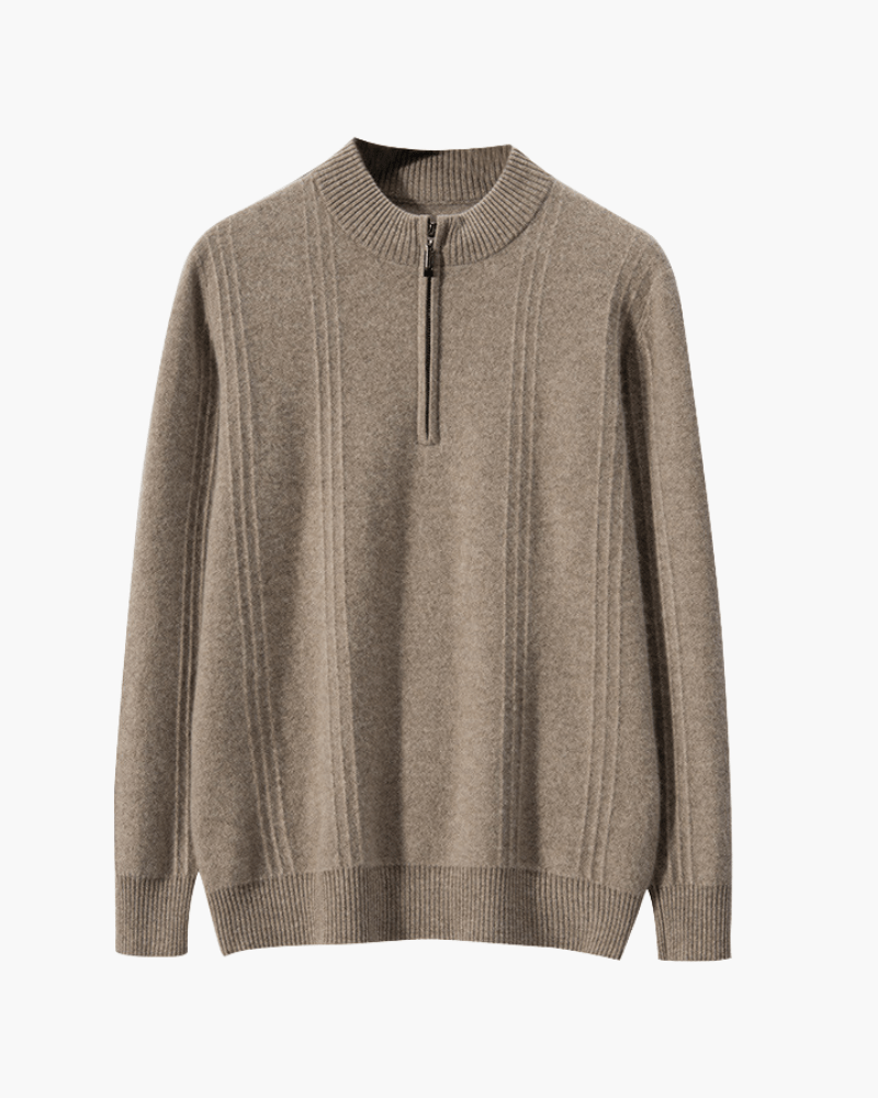 Men's 100% Cashmere Ribbed Half-Zip Jumper – view 12