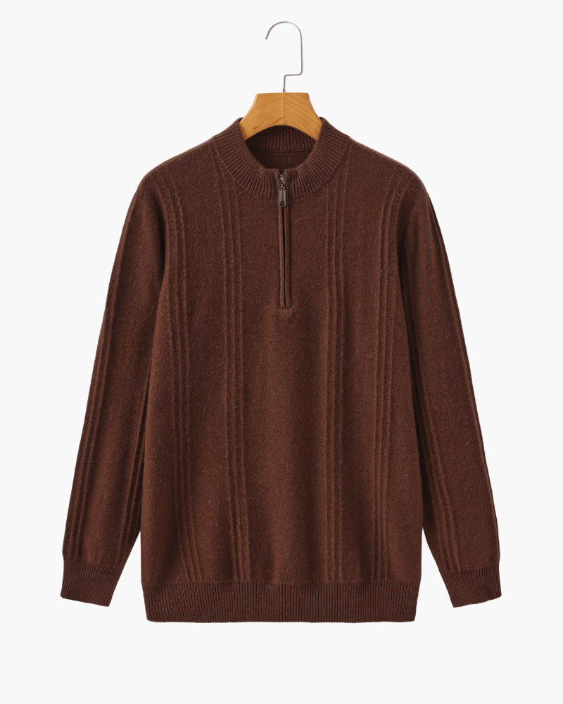 Men's 100% Cashmere Ribbed Half-Zip Jumper – view 9