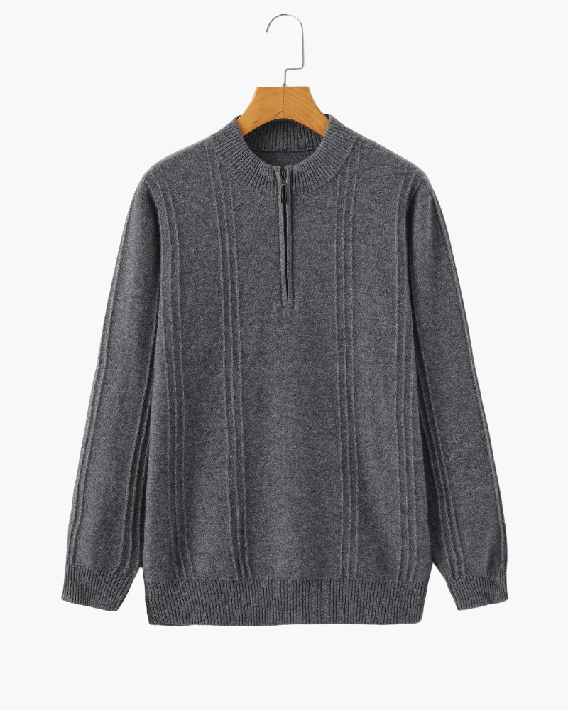 Men's 100% Cashmere Ribbed Half-Zip Jumper – view 10
