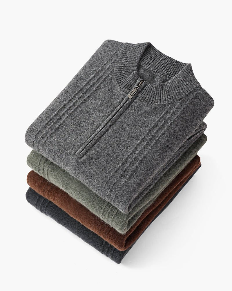 Men's 100% Cashmere Ribbed Half-Zip Jumper – Belgravia Wear