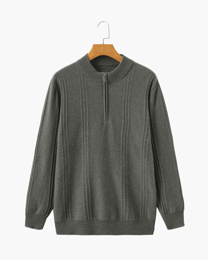 Men's 100% Cashmere Ribbed Half-Zip Jumper – view 11