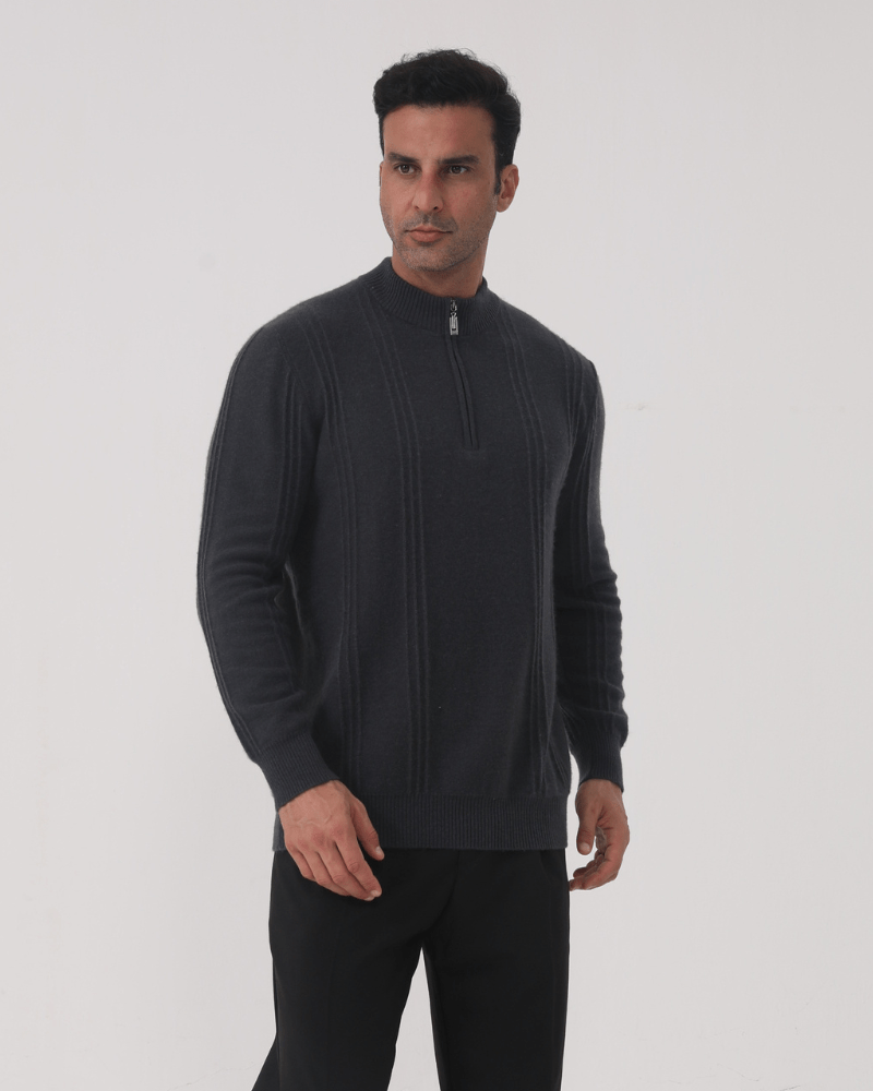 Men's 100% Cashmere Ribbed Half-Zip Jumper – view 5