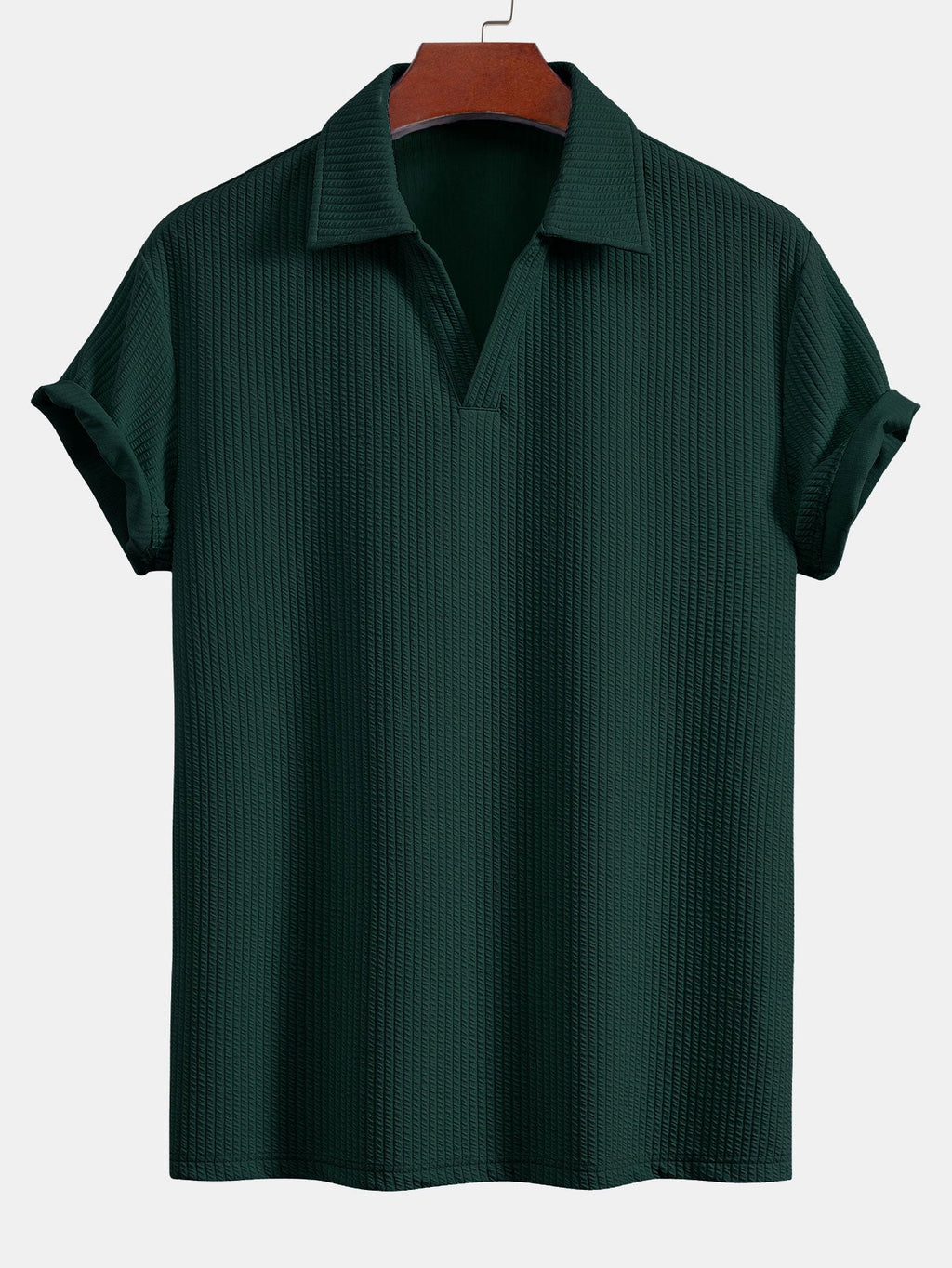 Men's Textured V-Neck Polo & Shorts Set – view 8