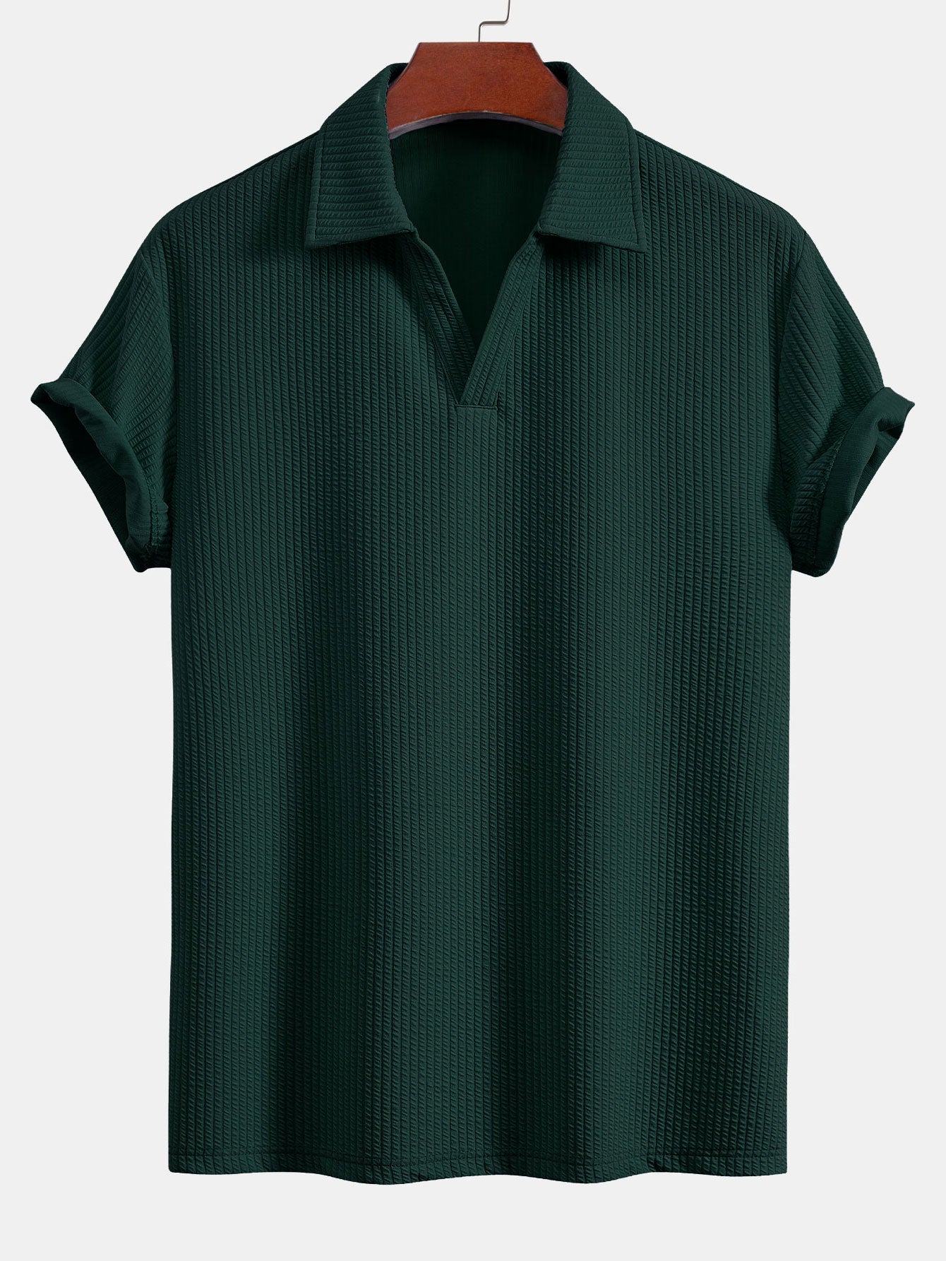 Men's Textured V-Neck Polo & Shorts Set – view 8