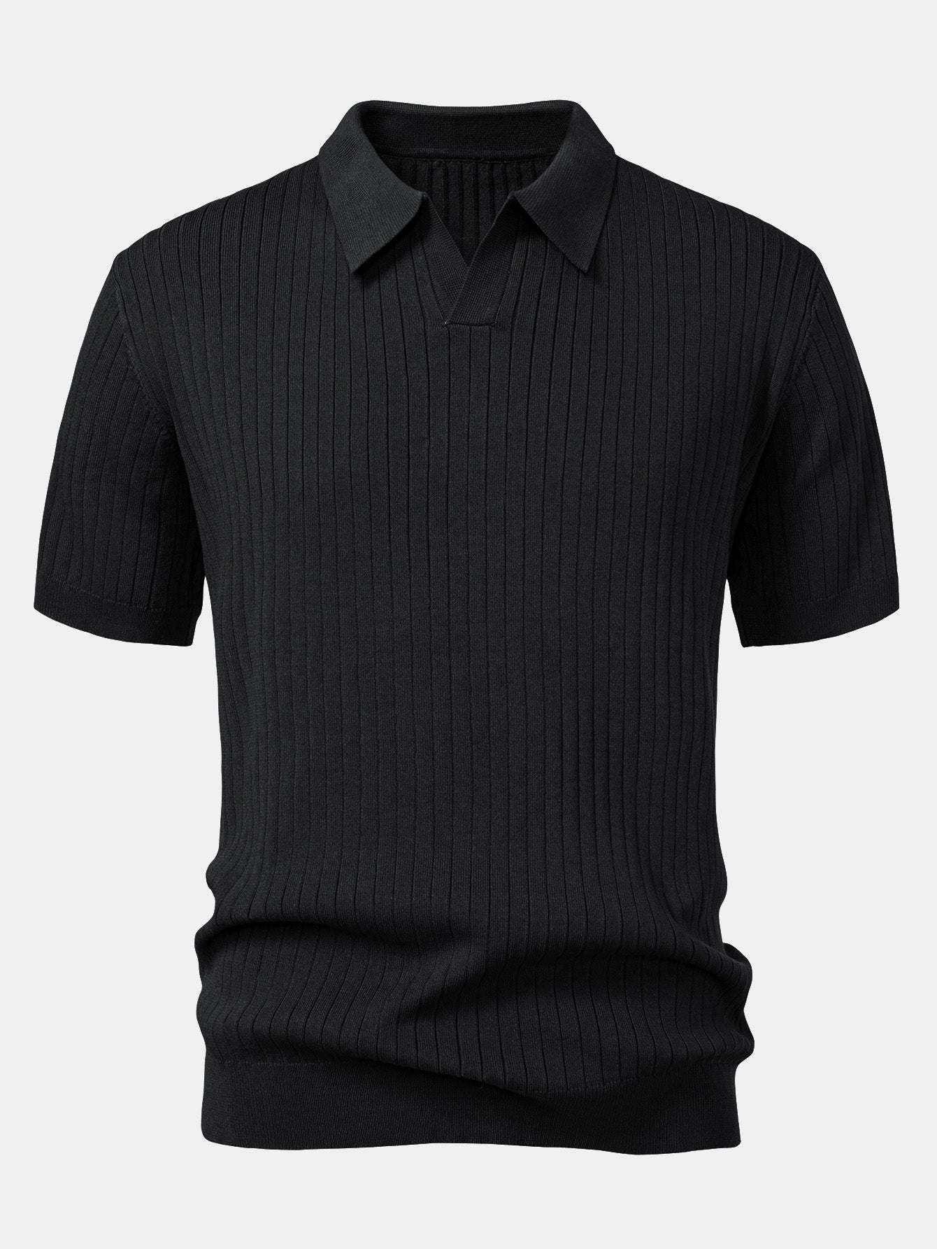 Men's Striped V-Neck Knit Polo Shirt – view 7
