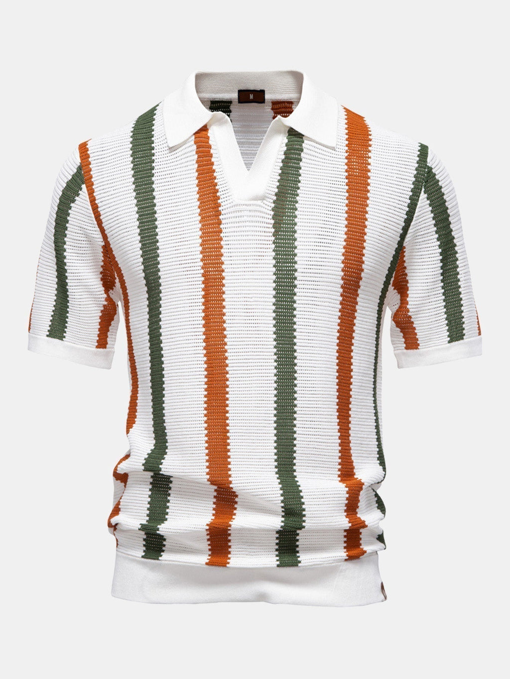 Men's Contrast Stripe V-Neck Knit Polo Shirt – Belgravia Wear