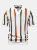Men's Contrast Stripe V-Neck Knit Polo Shirt – Belgravia Wear