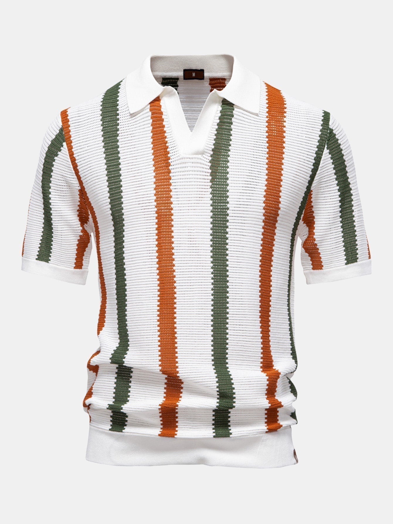 Men's Contrast Stripe V-Neck Knit Polo Shirt – Belgravia Wear