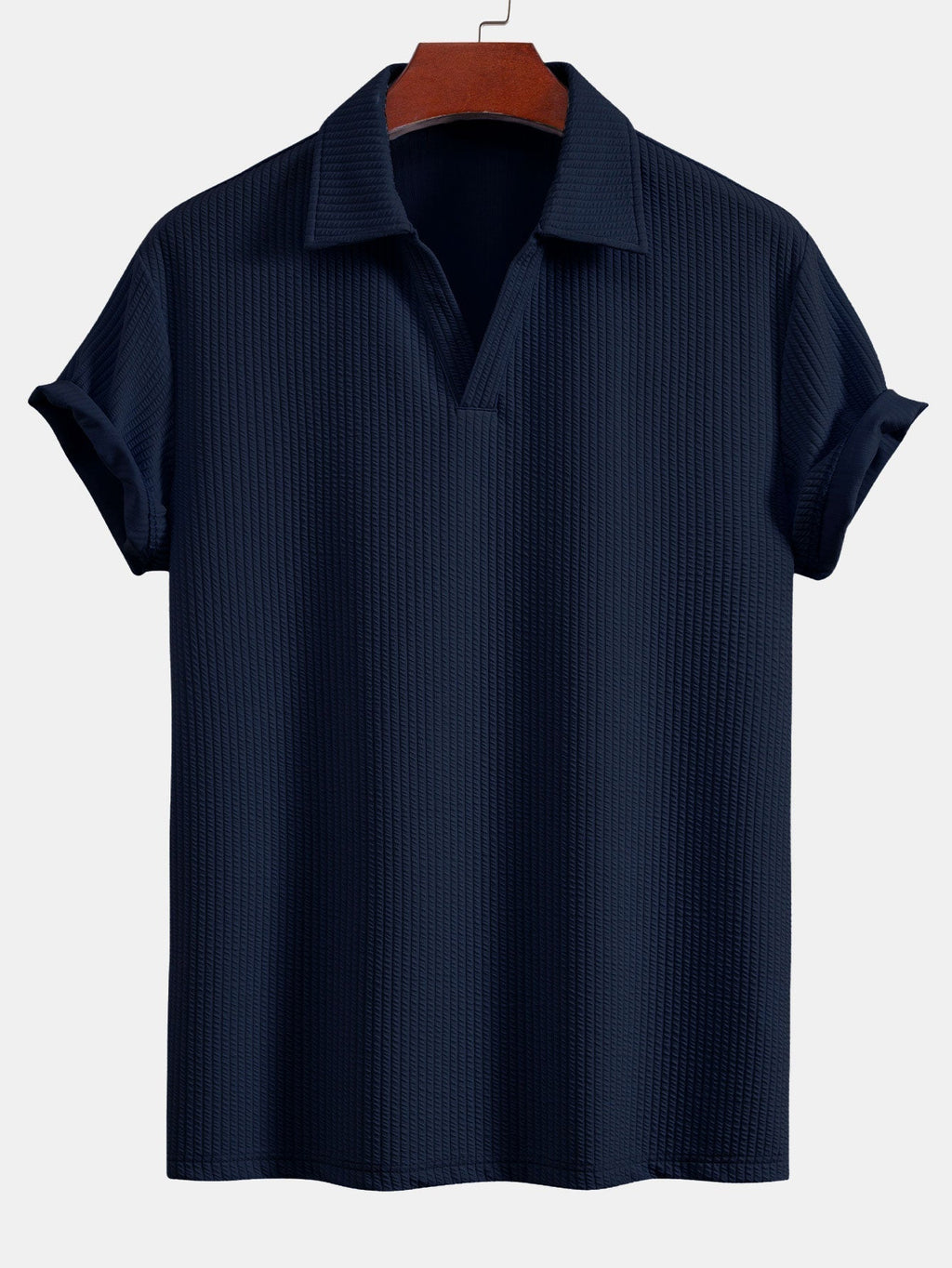 Men's Textured V-Neck Polo & Shorts Set – view 14