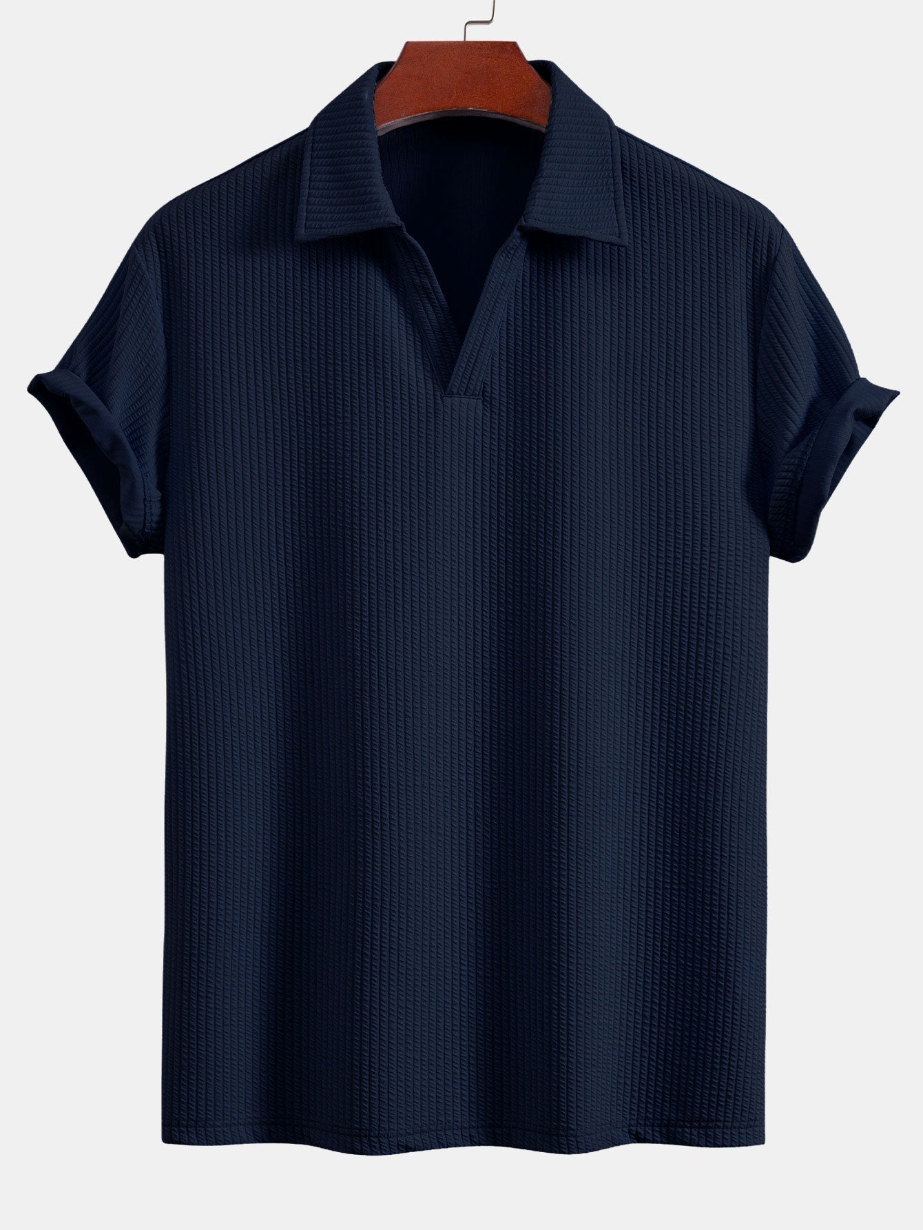 Men's Textured V-Neck Polo & Shorts Set – view 14