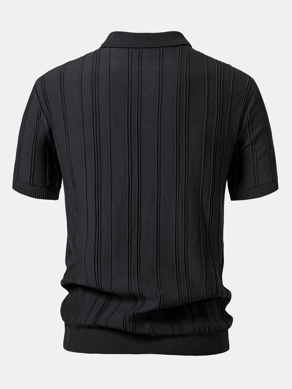 Men's Striped Jacquard Knit Zip Polo Shirt – view 6