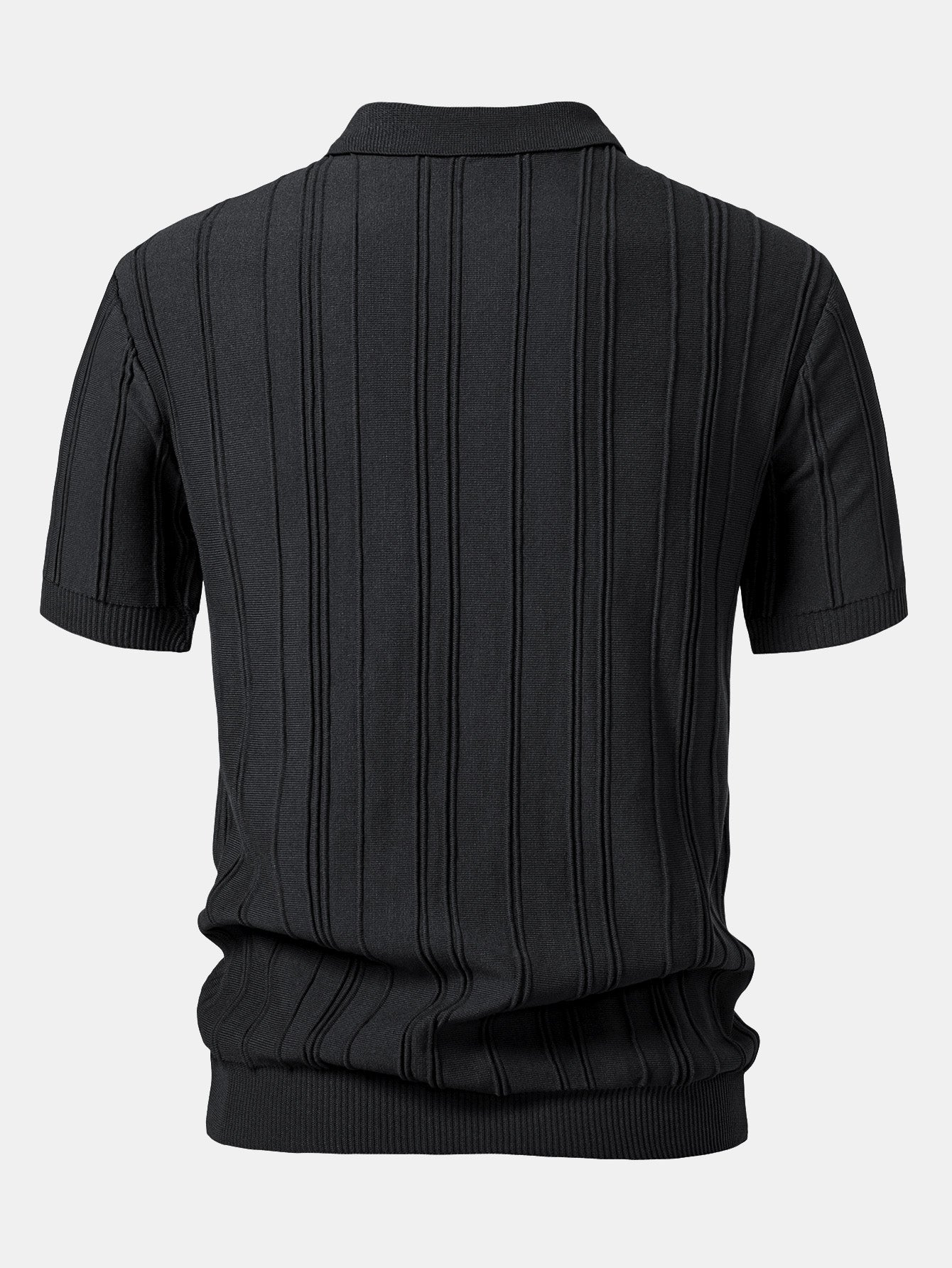 Men's Striped Jacquard Knit Zip Polo Shirt – view 6