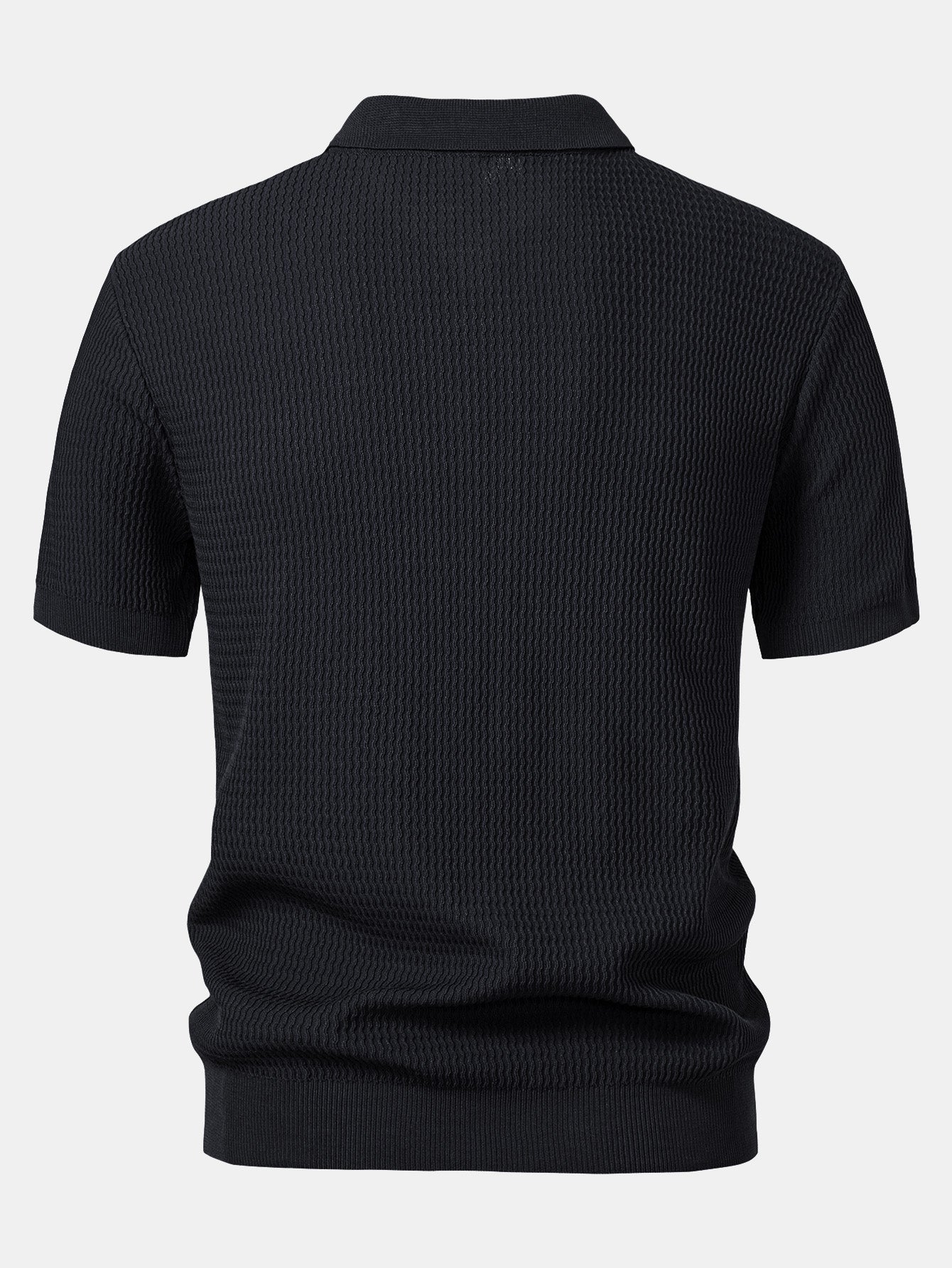 Men's Wave Jacquard Knit V-Neck Polo Shirt – view 4