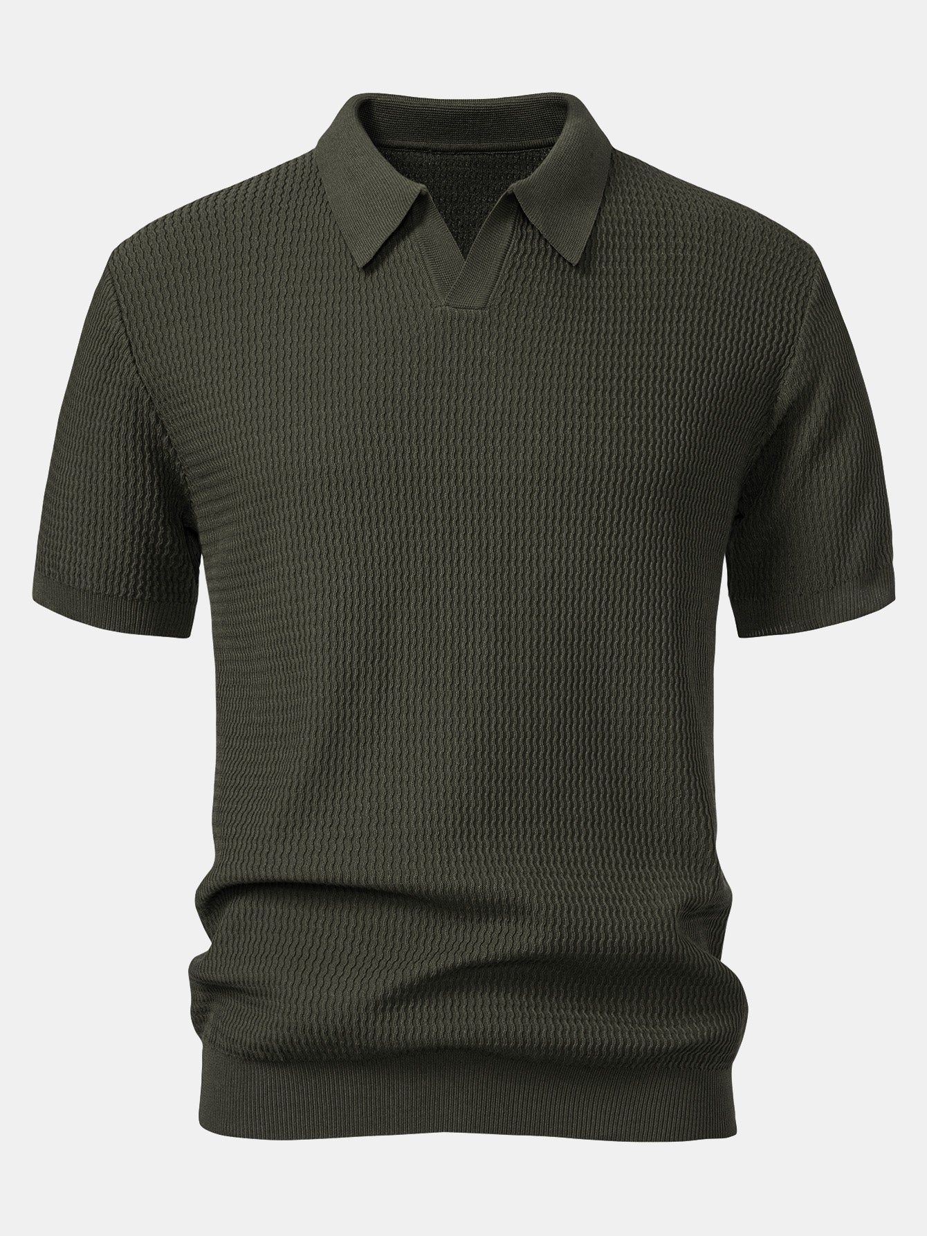 Men's Wave Jacquard Knit V-Neck Polo Shirt – view 5