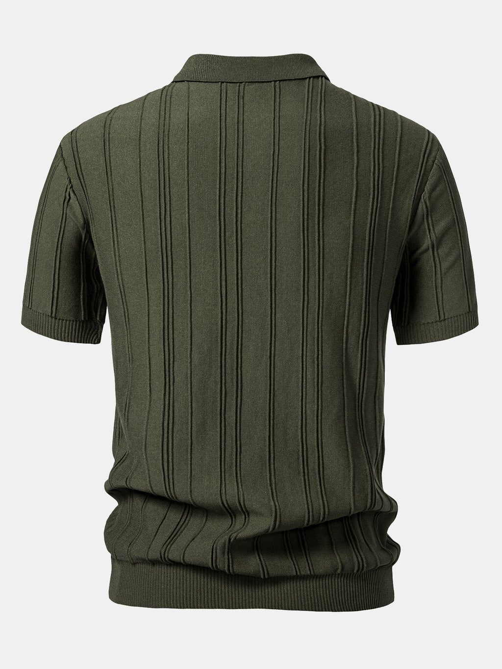 Men's Striped Jacquard Knit Zip Polo Shirt – view 4
