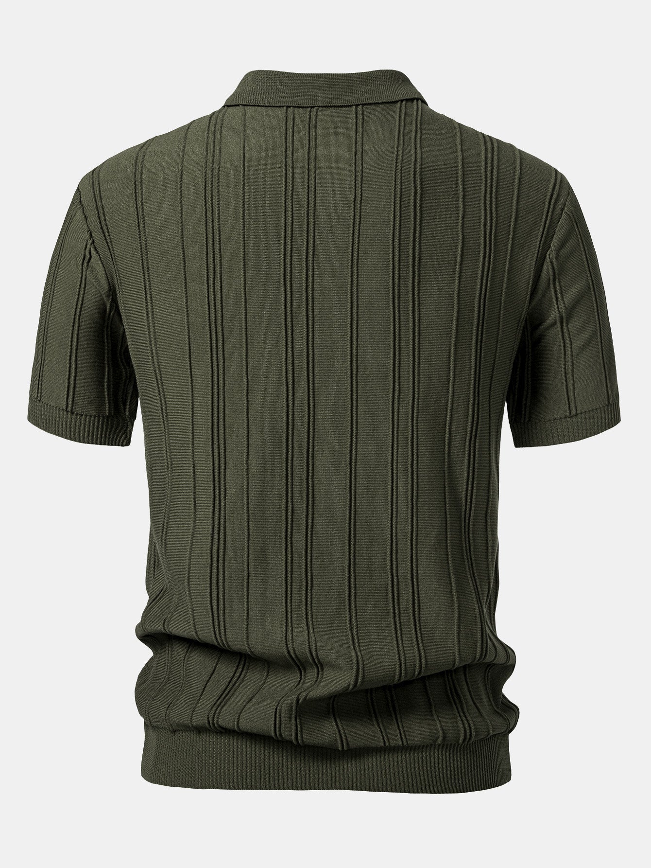 Men's Striped Jacquard Knit Zip Polo Shirt – view 4