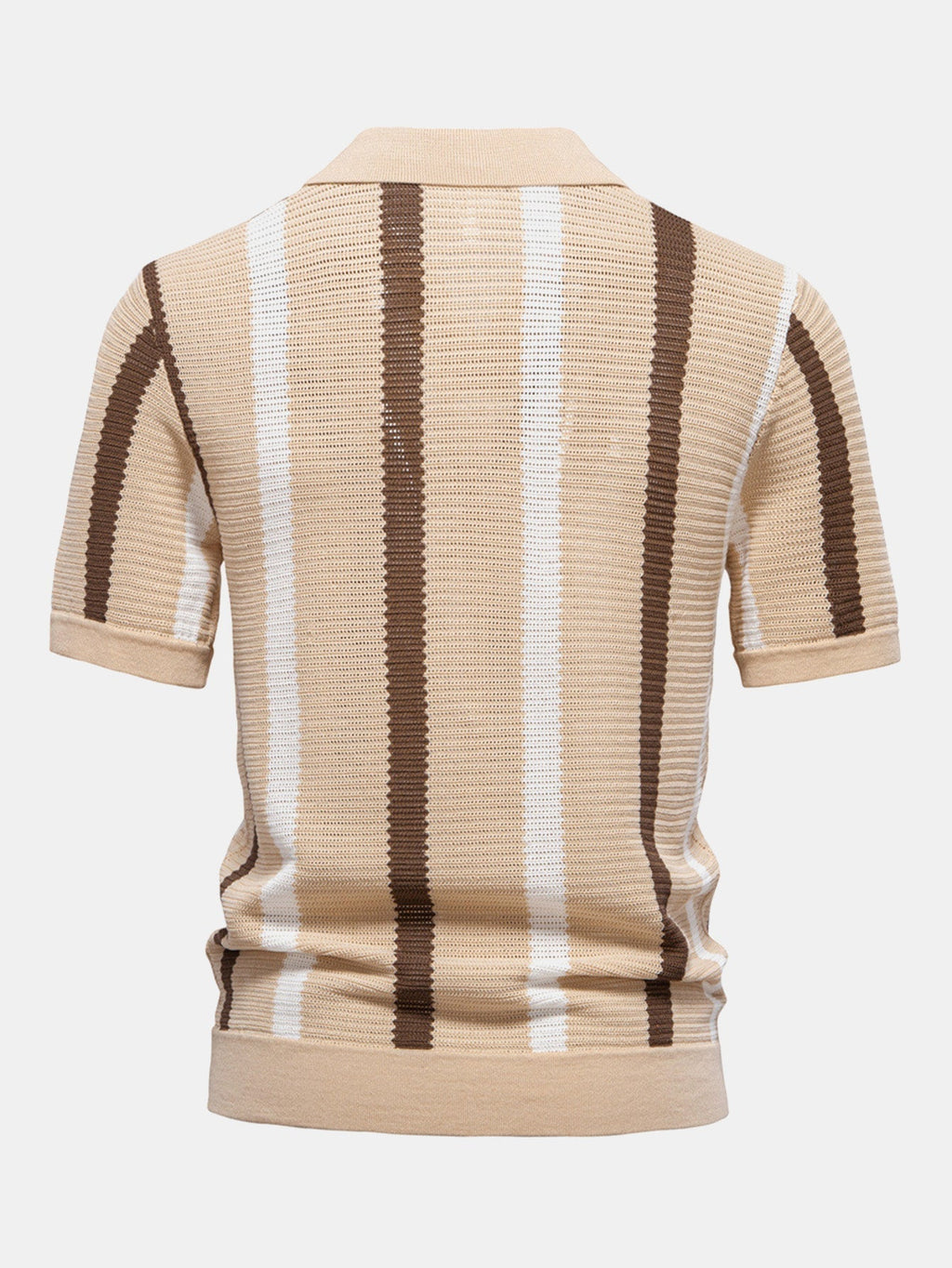Men's Contrast Stripe V-Neck Knit Polo Shirt – view 4