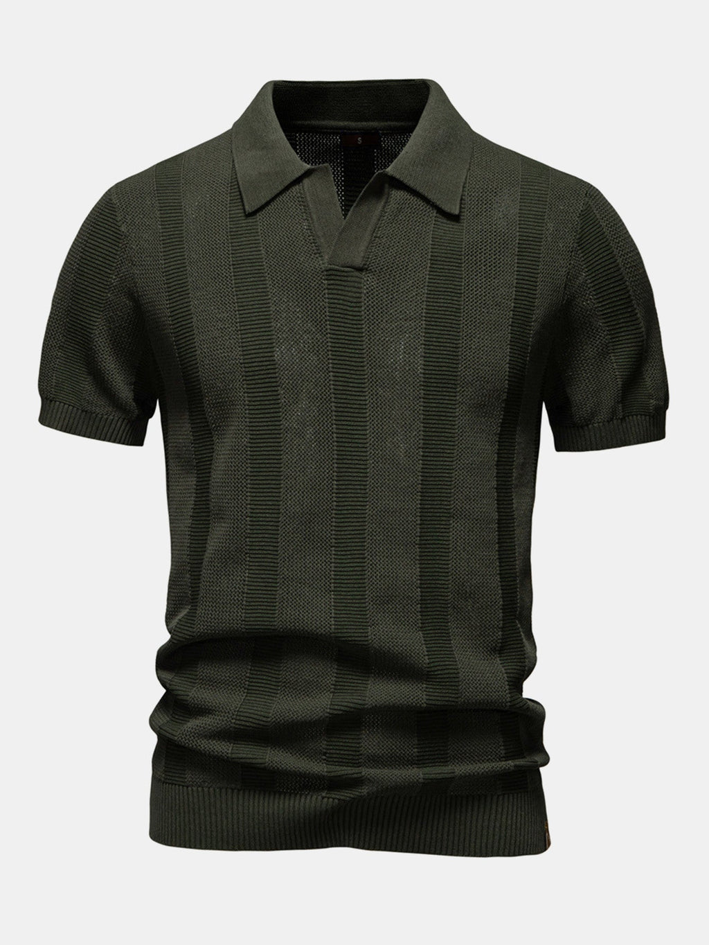 Men's Striped Hollow Knit V-Neck Polo Shirt – Belgravia Wear