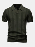 Men's Striped Hollow Knit V-Neck Polo Shirt – Belgravia Wear