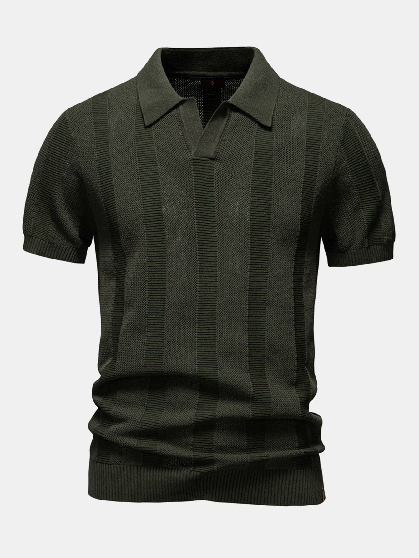 Men's Striped Hollow Knit V-Neck Polo Shirt – Belgravia Wear