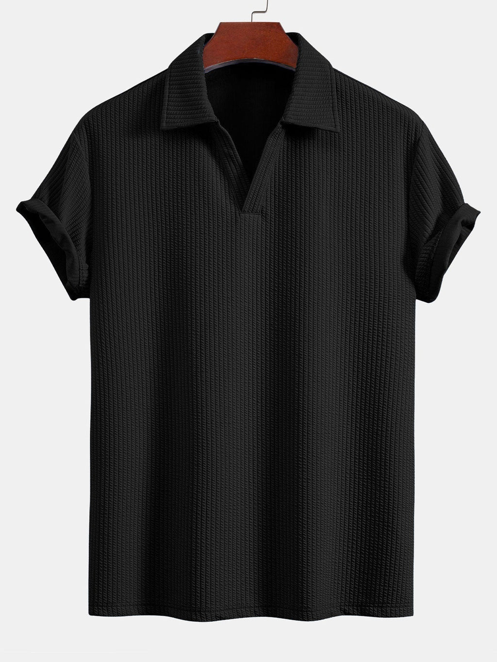 Men's Textured V-Neck Polo & Shorts Set – view 10
