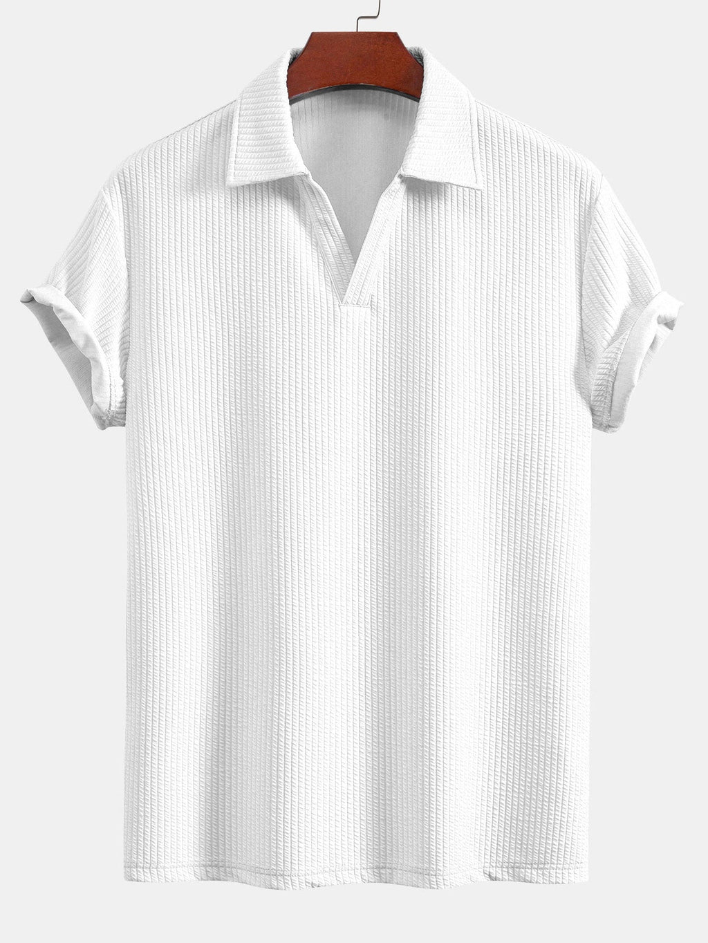 Men's Textured V-Neck Polo & Trousers Set – view 10