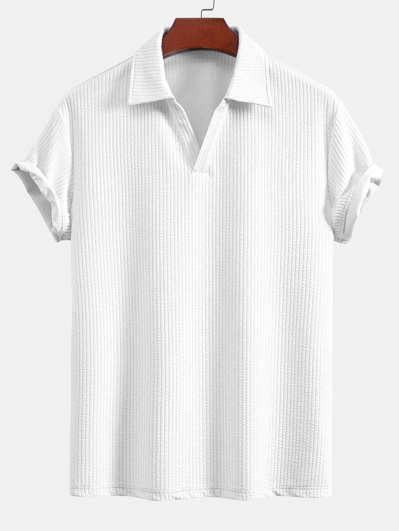 Men's Textured V-Neck Polo & Trousers Set – view 10