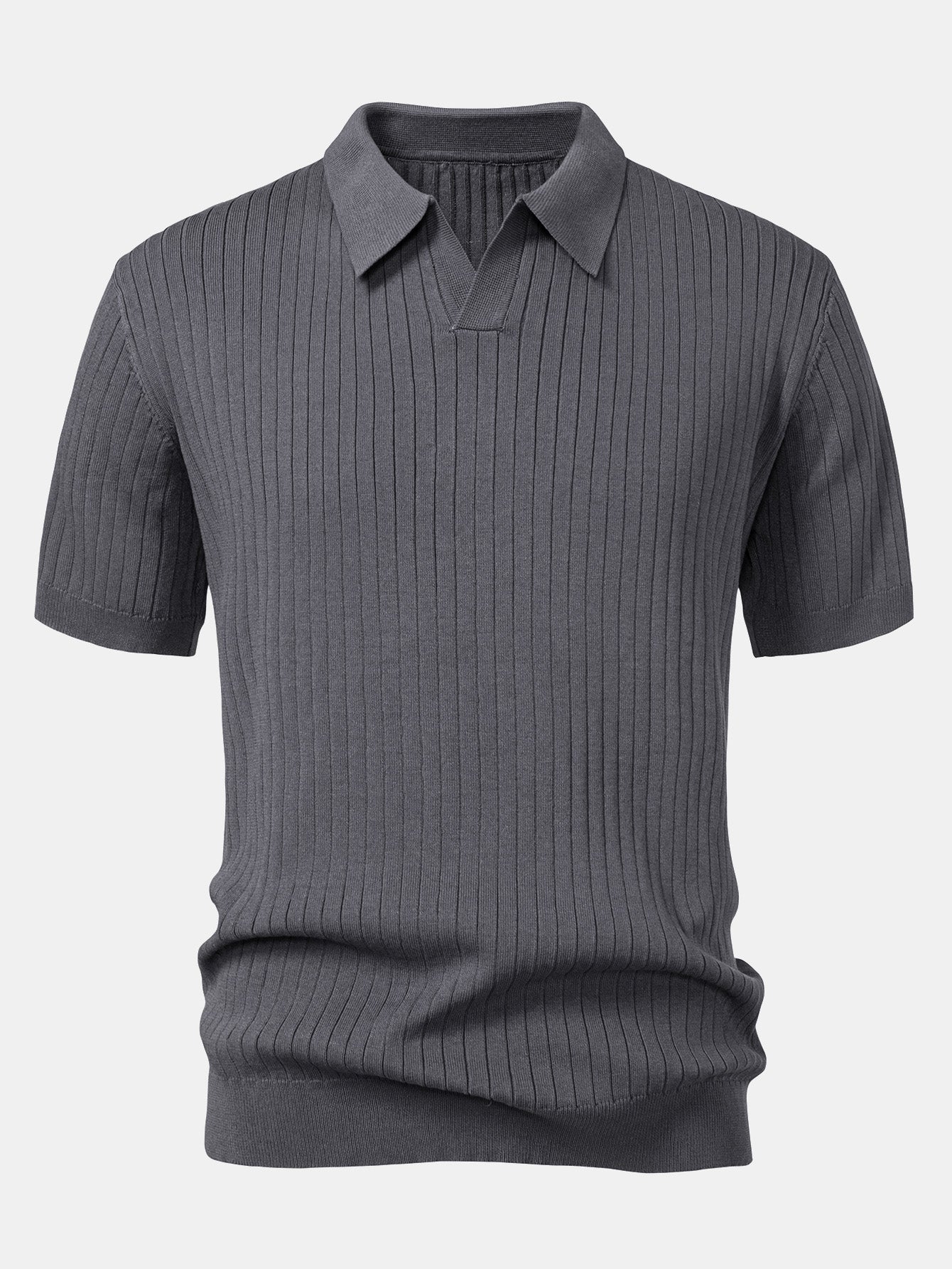 Men's Striped V-Neck Knit Polo Shirt – view 9