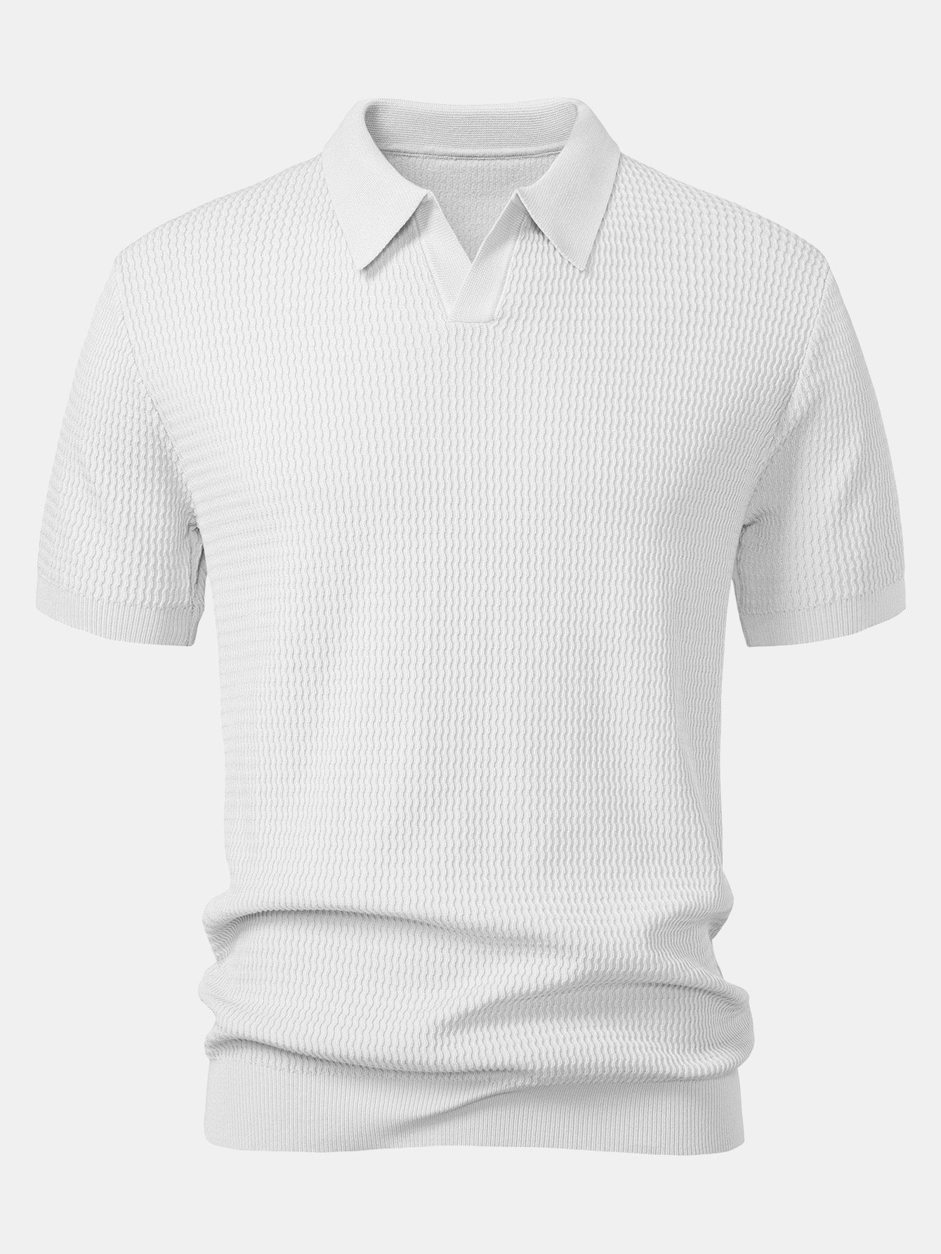 Men's Wave Jacquard Knit V-Neck Polo Shirt – view 9