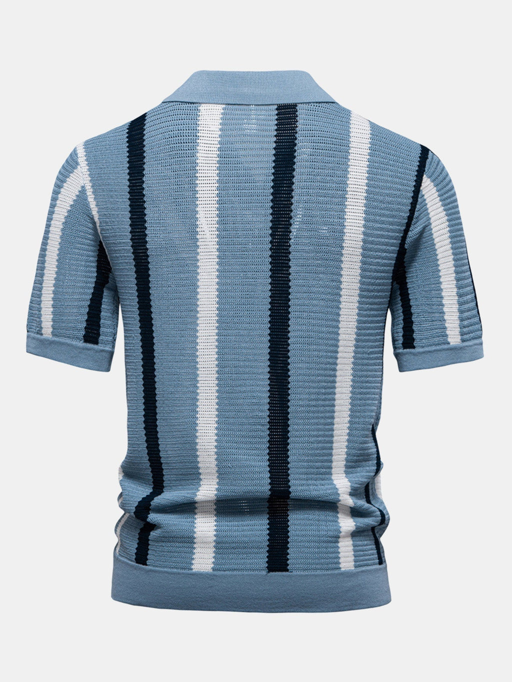 Men's Contrast Stripe V-Neck Knit Polo Shirt – view 6