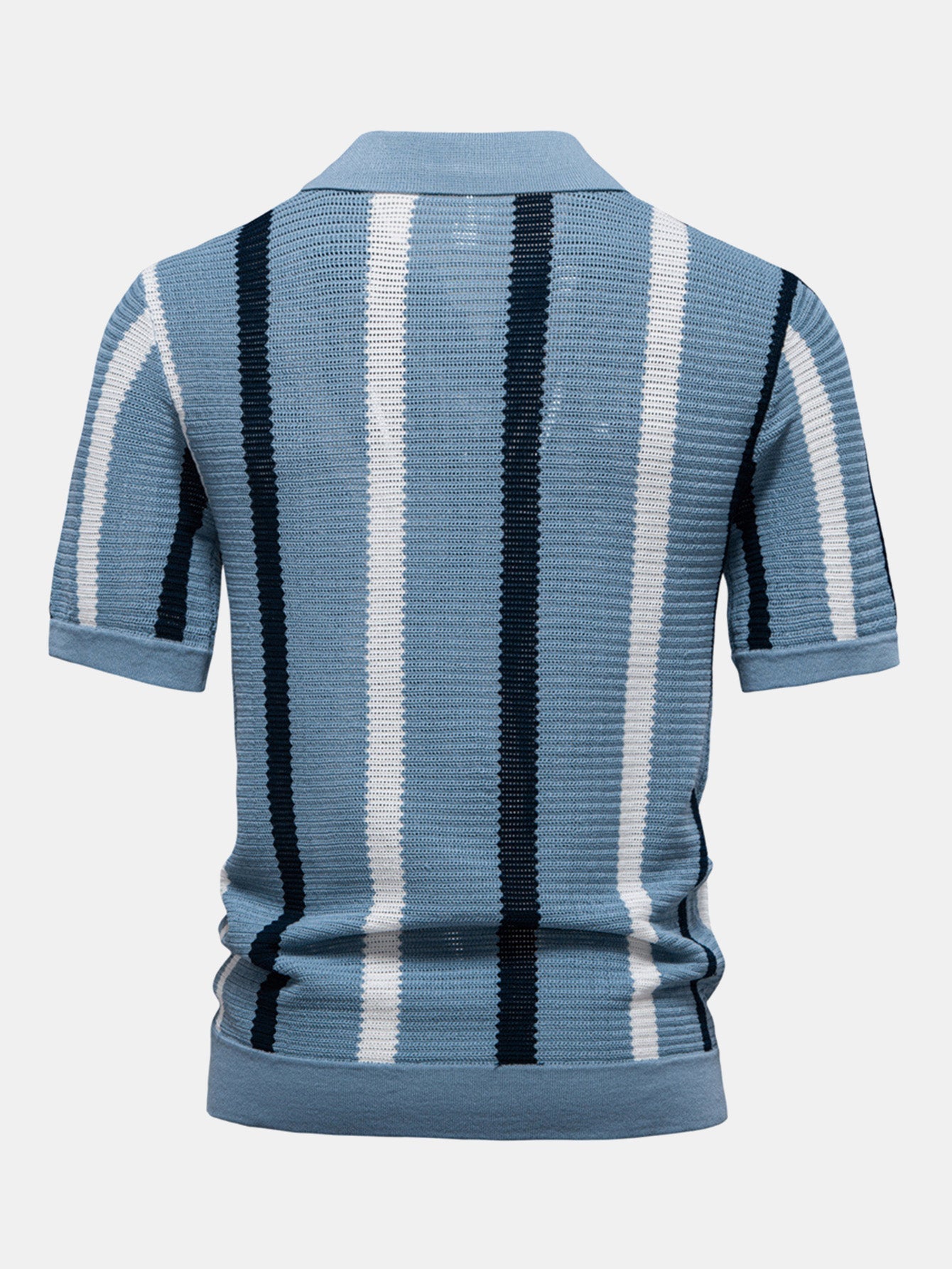 Men's Contrast Stripe V-Neck Knit Polo Shirt – view 6