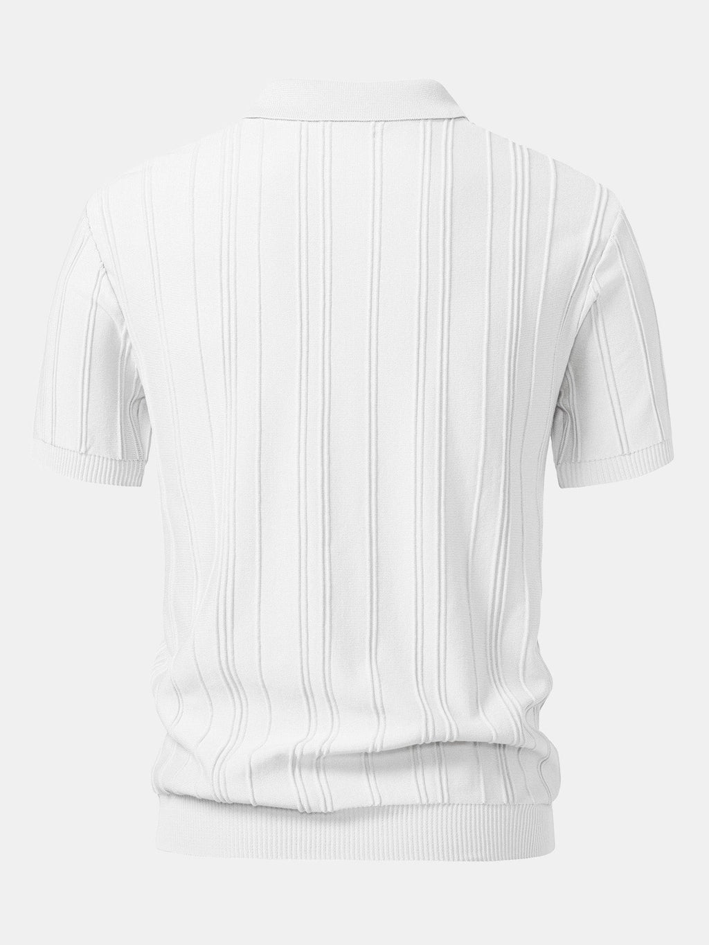 Men's Striped Jacquard Knit Zip Polo Shirt – view 10
