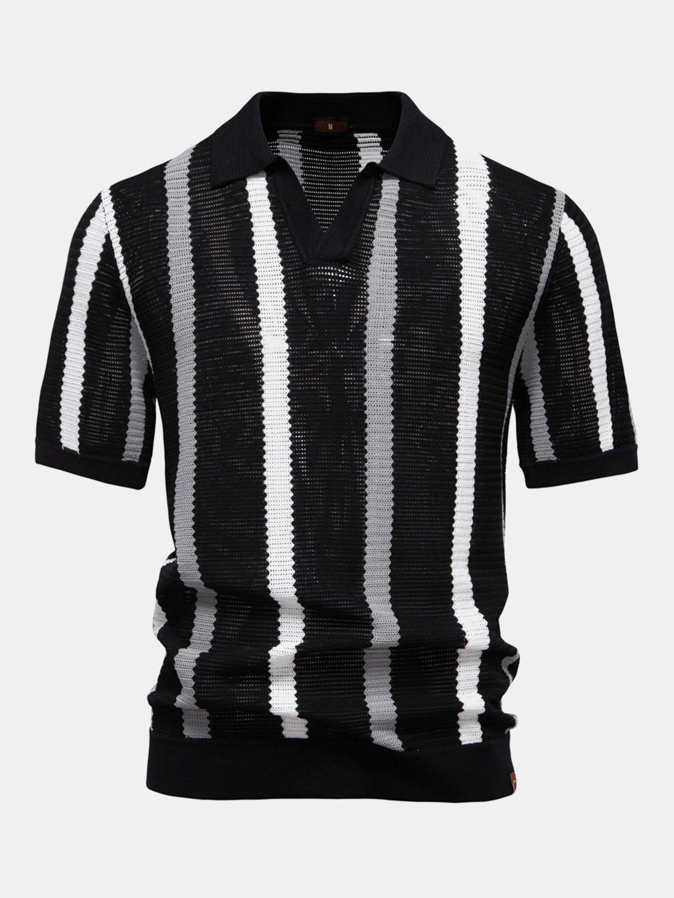 Men's Contrast Stripe V-Neck Knit Polo Shirt – view 7