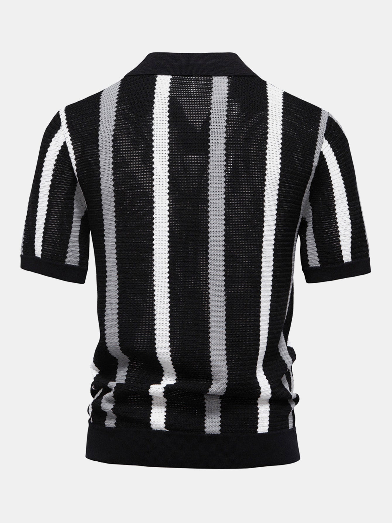 Men's Contrast Stripe V-Neck Knit Polo Shirt – view 8