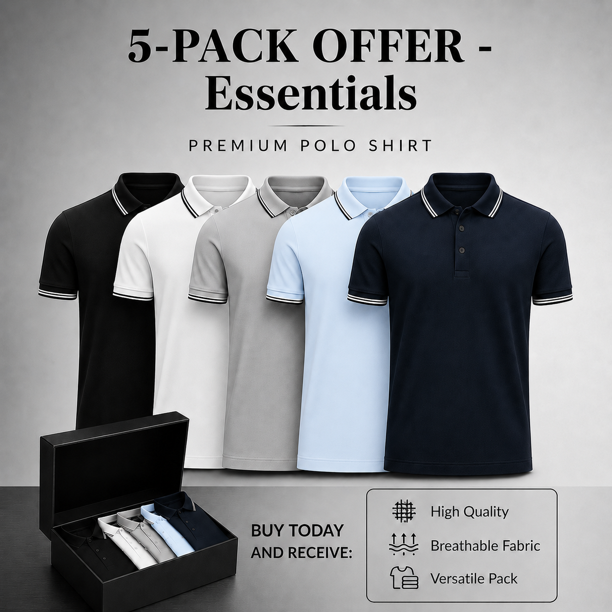 Men's Classic Polo Shirts 5-Pack – Belgravia Wear