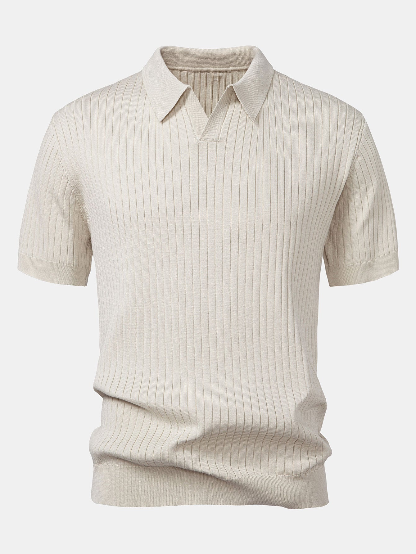 Men's Striped V-Neck Knit Polo Shirt – view 5
