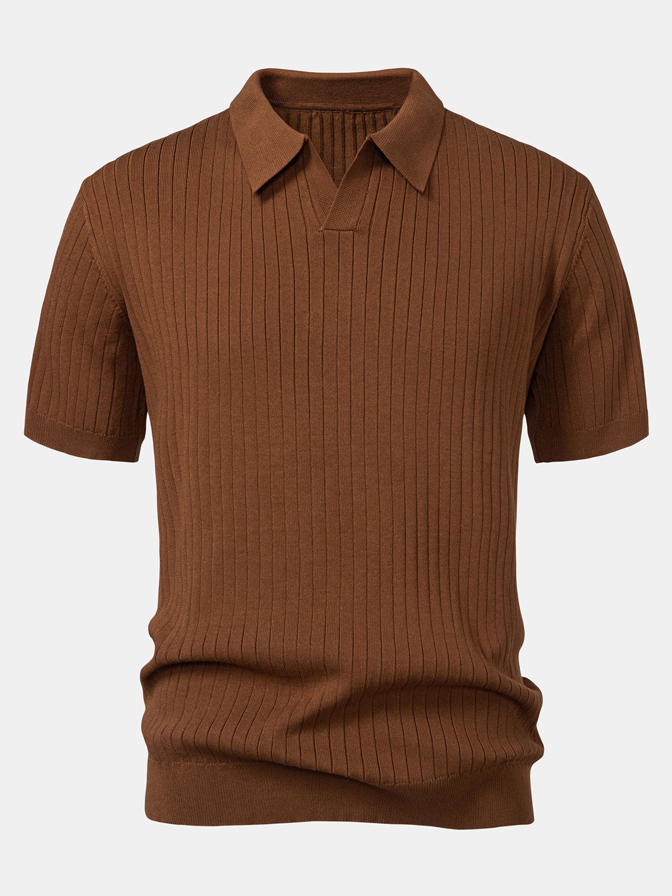 Men's Striped V-Neck Knit Polo Shirt – Belgravia Wear