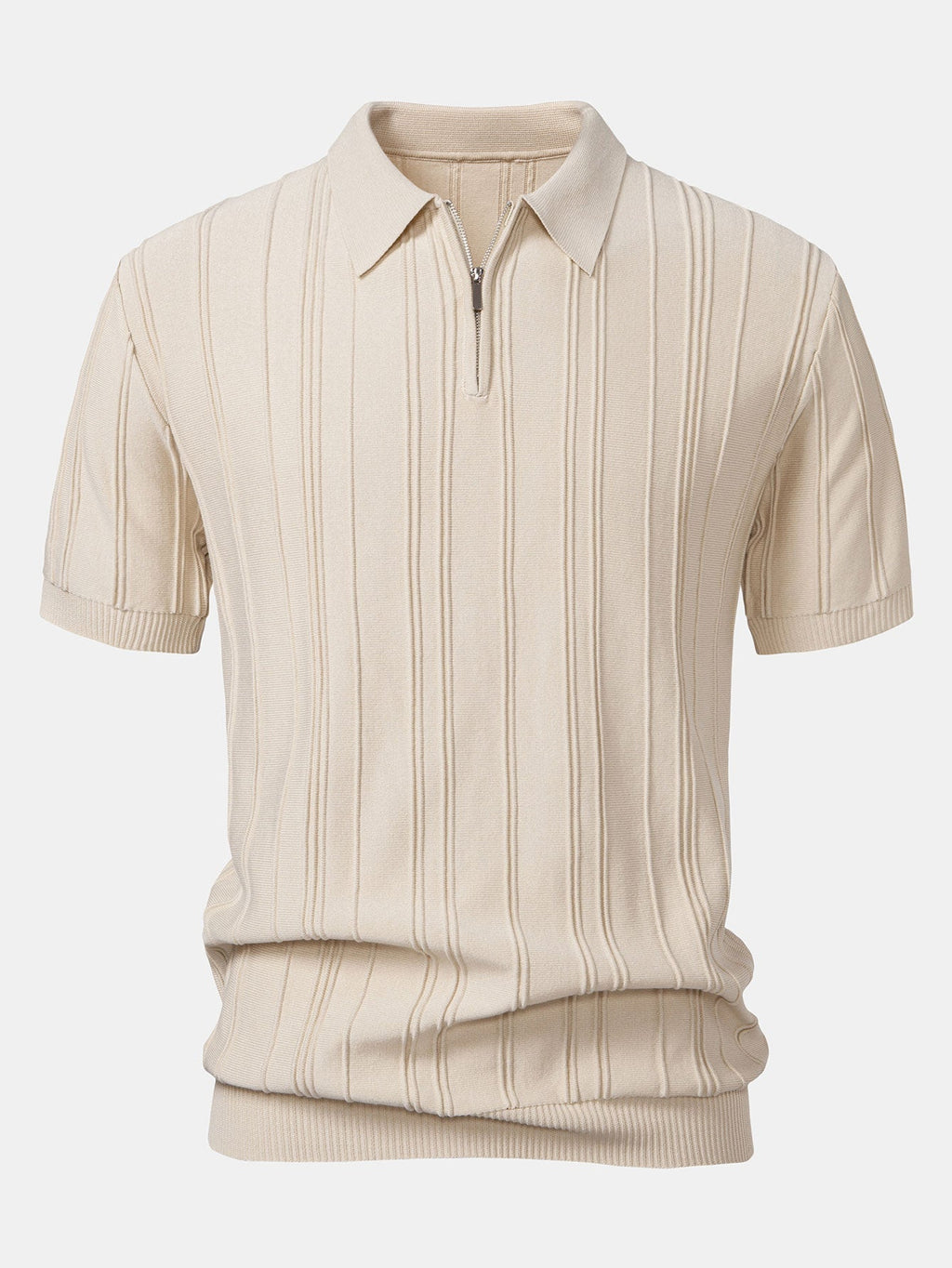 Men's Striped Jacquard Knit Zip Polo Shirt – Belgravia Wear