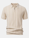 Men's Striped Jacquard Knit Zip Polo Shirt – Belgravia Wear