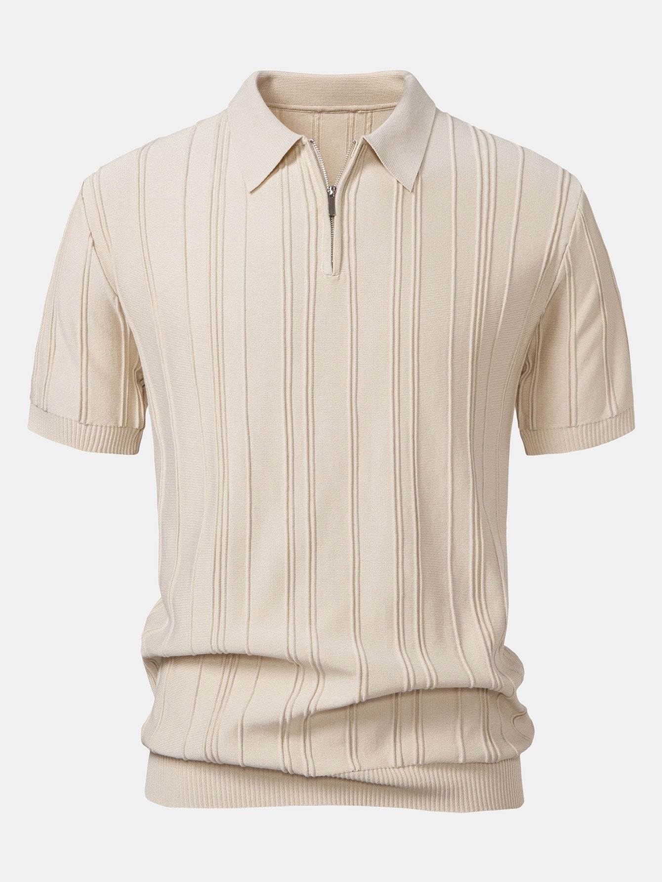 Men's Striped Jacquard Knit Zip Polo Shirt – Belgravia Wear