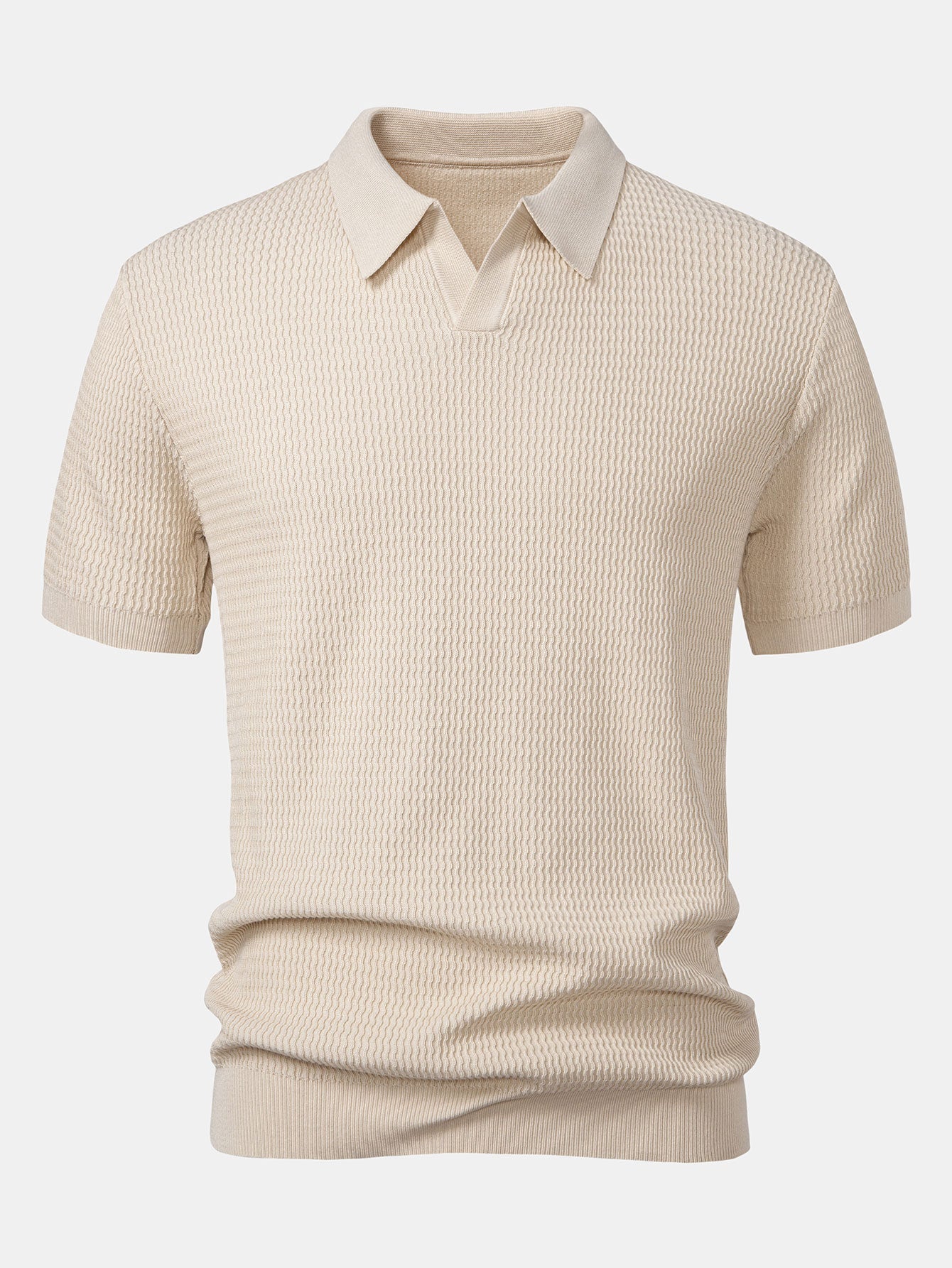 Men's Wave Jacquard Knit V-Neck Polo Shirt – Belgravia Wear