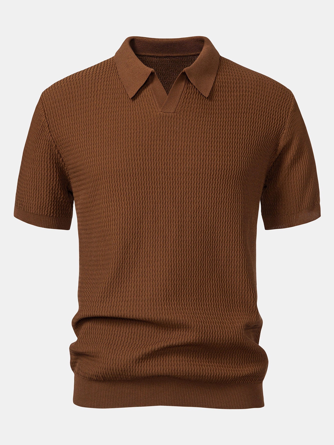 Men's Wave Jacquard Knit V-Neck Polo Shirt – view 7