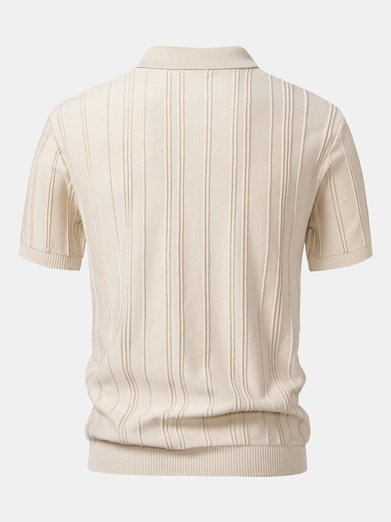 Men's Striped Jacquard Knit Zip Polo Shirt – view 2