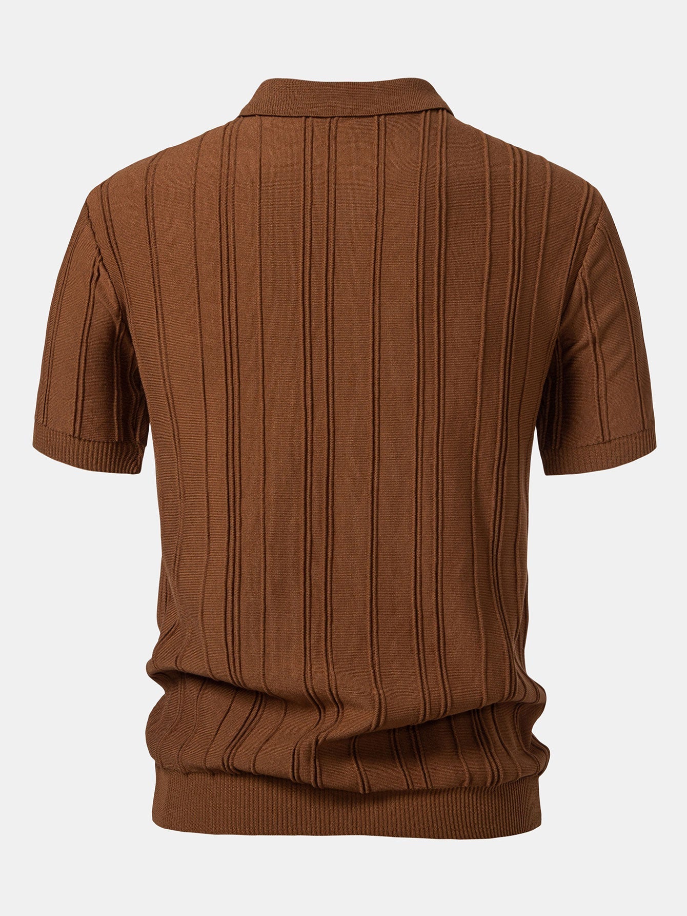 Men's Striped Jacquard Knit Zip Polo Shirt – view 8