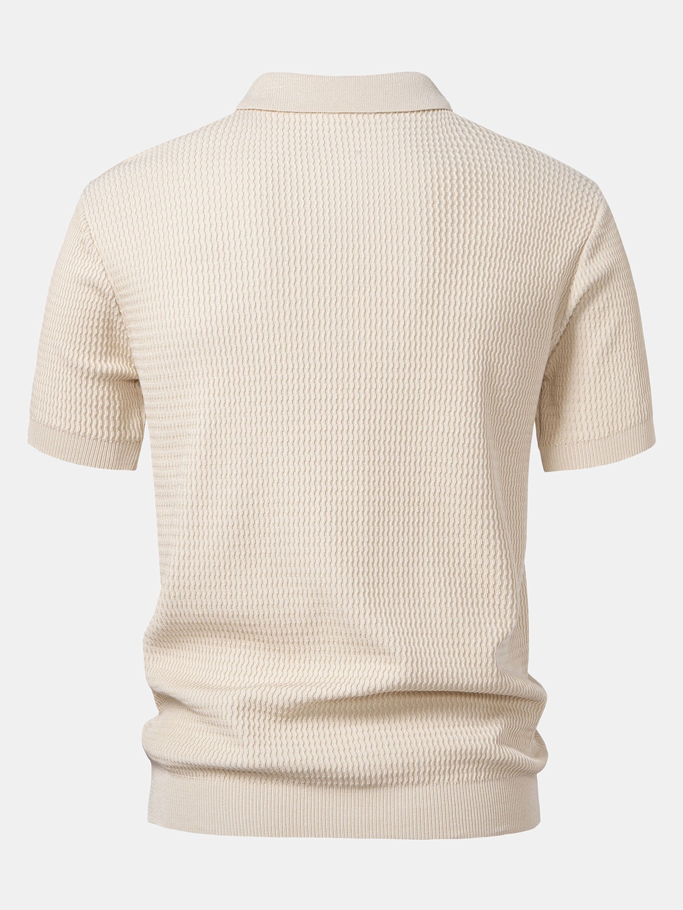 Men's Wave Jacquard Knit V-Neck Polo Shirt – view 2