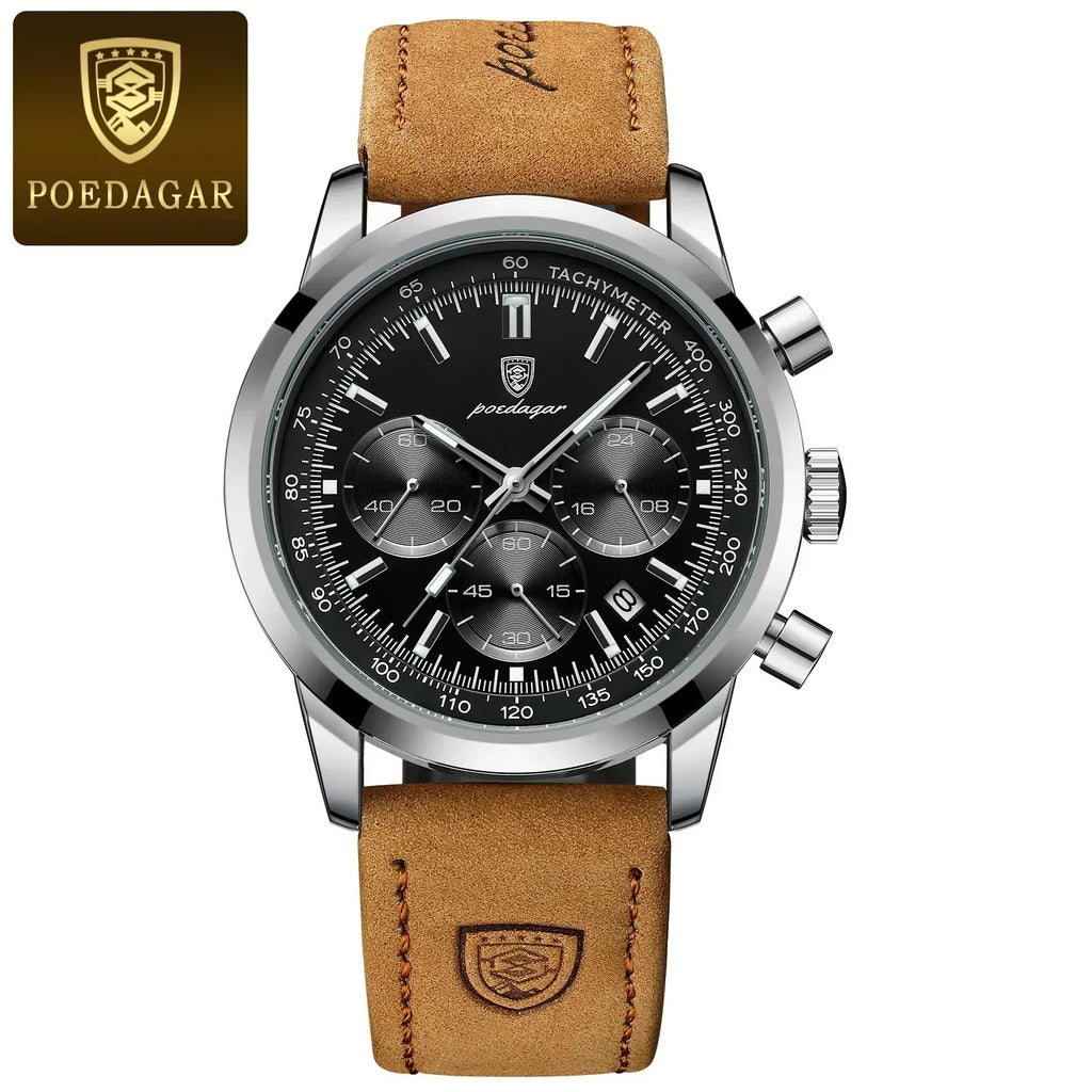 Men's Luxury Leather Strap Chronograph Watch – view 7