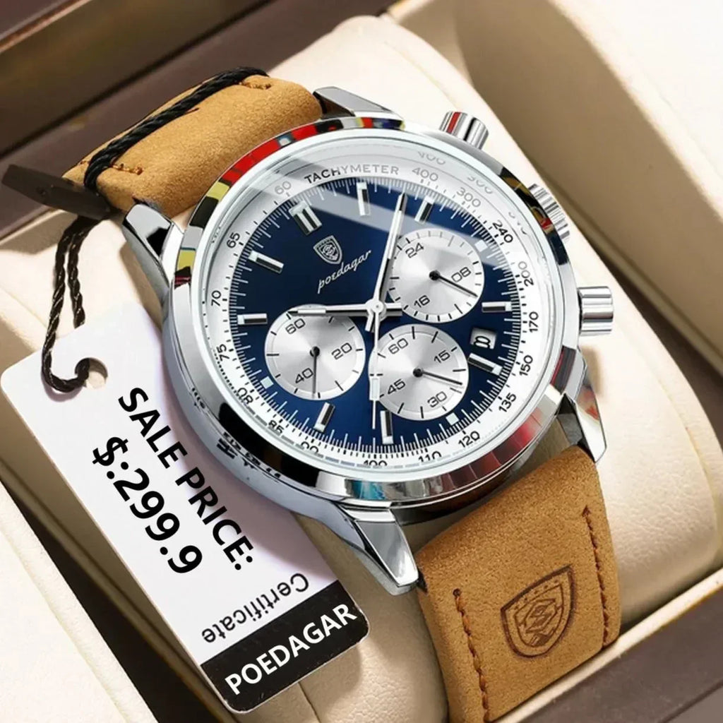 Men's Luxury Leather Strap Chronograph Watch – view 2