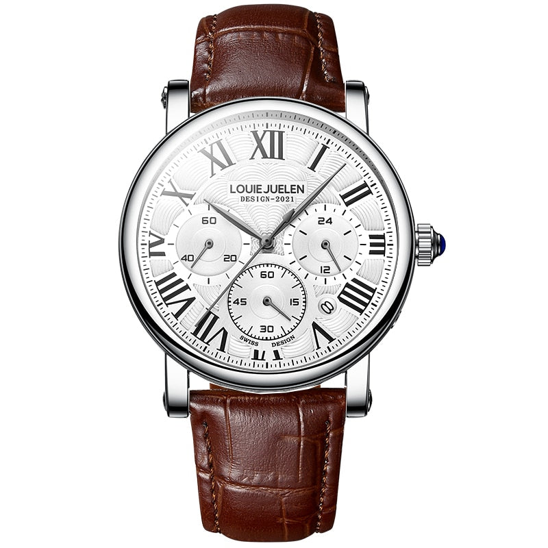 Executive Classic Men's Automatic Leather Strap Watch – view 4